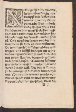 Nun grüß dich Got du lieber Reben knecht ...
