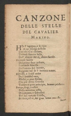 Canzone Delle Stelle Del Cavalier Marino.