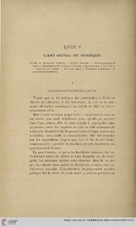 Livre V: L'art ogival ou gothique