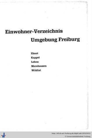 Einwohnerverzeichnis Umgebung Freiburg.