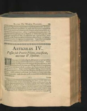 Articulus IV. Passus sub Pontio Pilato, crucifixus, mortuus & sepultus.