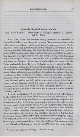 Joannis Kepleri opera omnia.