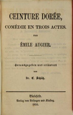 Ceinture dorée : [comédie en trois actes]