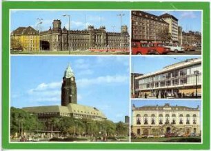 Dresden. 5-tlg. mit Polizeipräsidium , Rathaus, Kulturpalast, Johanneum