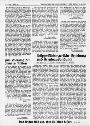 Zum Volkstag der Inneren Mission