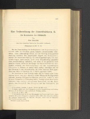 Eine Neuberechnung der Atomrefraktionen. II. Die Konstanten des Stickstoffs.