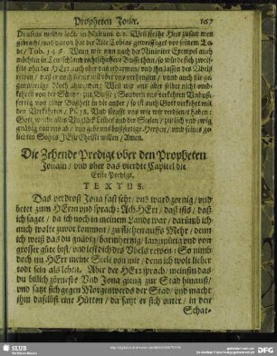 Die Zehende Predigt uber den Propheten Jonam, und uber das vierdte Capitel die Erste Predigt