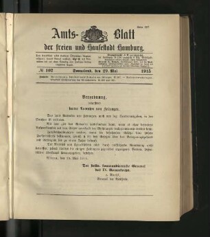 No. 102, 29. Mai 1915