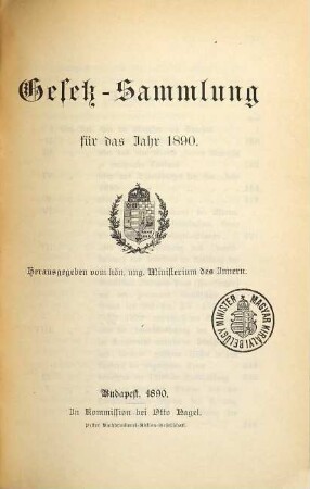 Gesetz-Sammlung für das Jahr ..., 1890