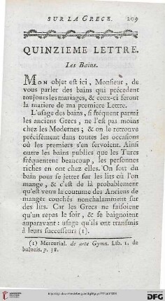 Quinzième lettre: Les bains