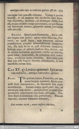 Cap. XV. Levitas opinionis Epicureorum confutatur, animique immortalitas asseritur