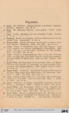 Fayence (Nr. 1-19)