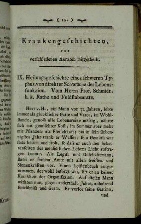 Krankengeschichten, von verschiedenen Aerzten mitgetheilt.