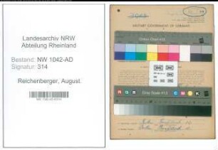 Entnazifizierung August Reichenberger , geb. 05.09.1879 (Kreisangestellter)