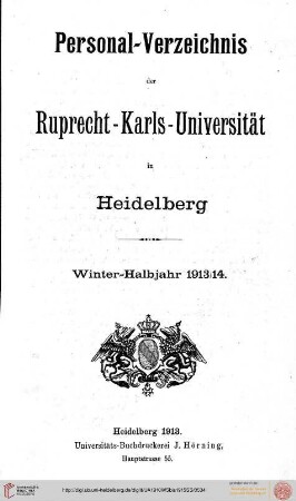 Wintersemester 1913/1914