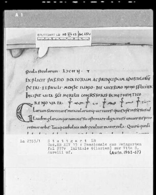 Passionale de Tempore — Initiale G(loriam), Folio 237verso