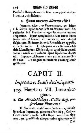 Caput II. Imperatores Seculi decimi quarti. [Das zweyte Capitel / Kayser im 14. Jahr hundert.]
