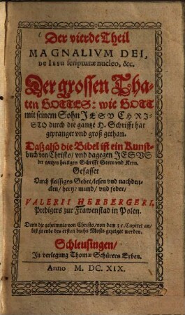 ... Magnalium dei, de Jesu scripturae nucleo, &c., 4