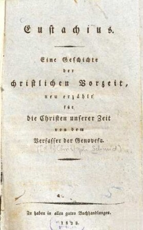 Eustachius : eine Geschichte der christlichen Vorzeit