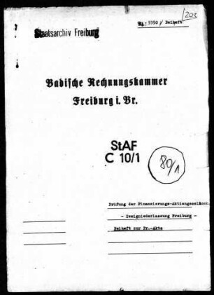 Finanzierungs-AG, Zweigniederlassung Freiburg
