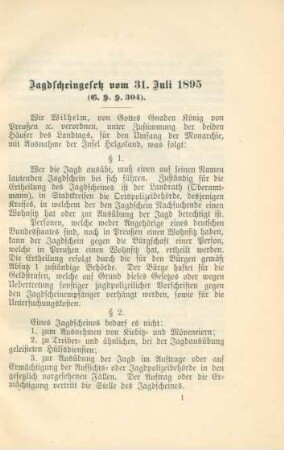 Jagdscheingesetz vom 31. Juli 1895
