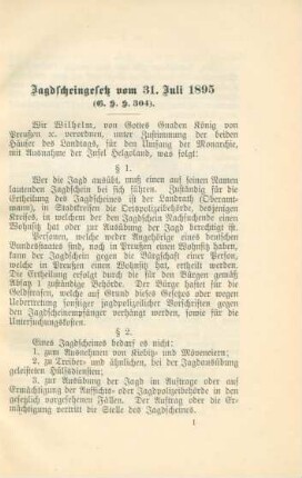 Jagdscheingesetz vom 31. Juli 1895