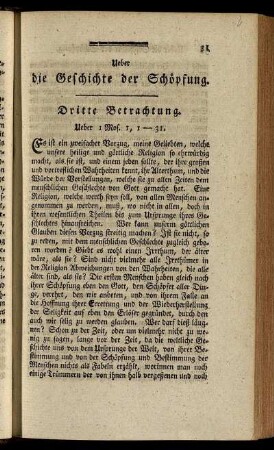 Ueber die Geschichte der Schöpfung. Dritte Betrachtung.