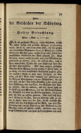 Ueber die Geschichte der Schöpfung. Dritte Betrachtung.