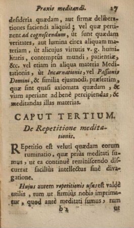 Caput tertium. De repetitione meditationis.