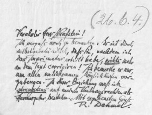Brief an den Verlag Schafstein & Co