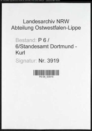 Sterberegister Standesamt Dortmund-Kurl (XV)