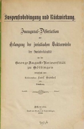 Suspensivbedingung und Rückwirkung