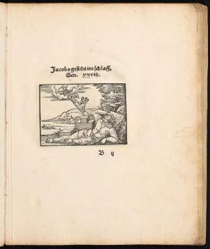Holzschnitt: Jacobs gesicht im Schlaff. Gen. vvviii.