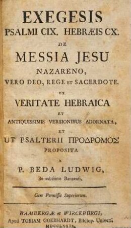 Exegesis Psalmi CIX, Hebraeis CX, de Messia Jesu