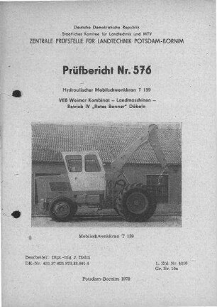 Hydraulischer Mobilschwenkkran T 159