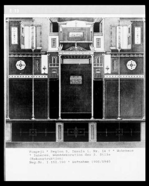 Pompeji, Haus V, 1, 14 (Laden), Wandmalerei des späten 2. Stils
