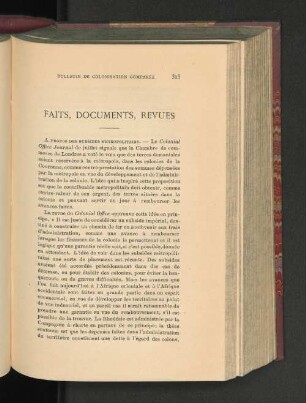 Faits, Documents, Revues.