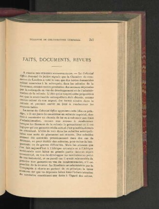 Faits, Documents, Revues.