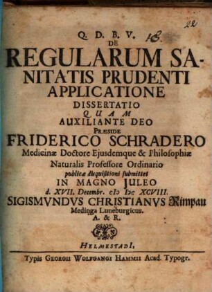 De regularum sanitatis prudenti applicatione dissertatio