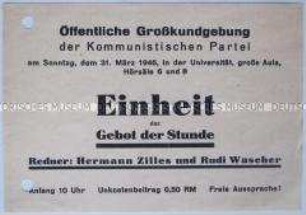 Einladung der KPD zu einer öffentlichen Großkundgebung
