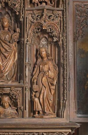 Lorcher Hochaltar — Heilige Dorothea von Cäsarea (siebte untere Nische)