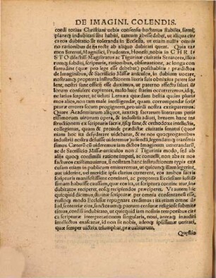 Quaestiones duae, quarum altera est, de imaginibus in ecclesia retinendis, altera de adorando altaris sacrificio