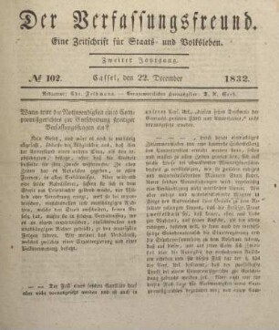 № 102. Cassel, den 22. December 1832.