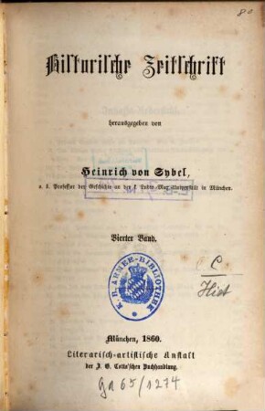 Historische Zeitschrift : HZ, 4. 1860