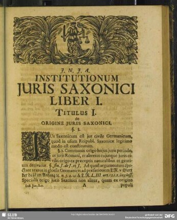 Institutionum Juris Saxonici Liber I