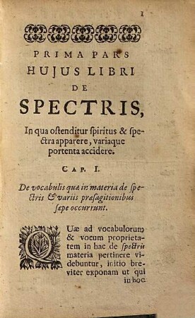 De spectris, lemuribus et magnis atque insolitis fragoribus, variisque praesagitionibus, quae plerunque obitum hominum, magnas clades, mutationesque imperiorum praecedunt : liber unus