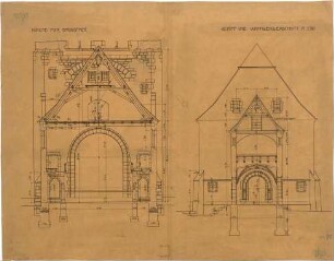 Fischer, Theodor; Gaggstatt; Ev. Kirche - Schiff u. Vorhalle (Querschnitt)