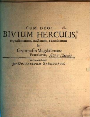 Bivium Herculis : [Programma]