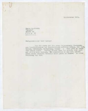 Brief von Gerhart Hauptmann an Oskar Frankl