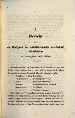 Jahresbericht der Naturforschenden Gesellschaft Graubündens. 2, 2. 1855/56. - 1857